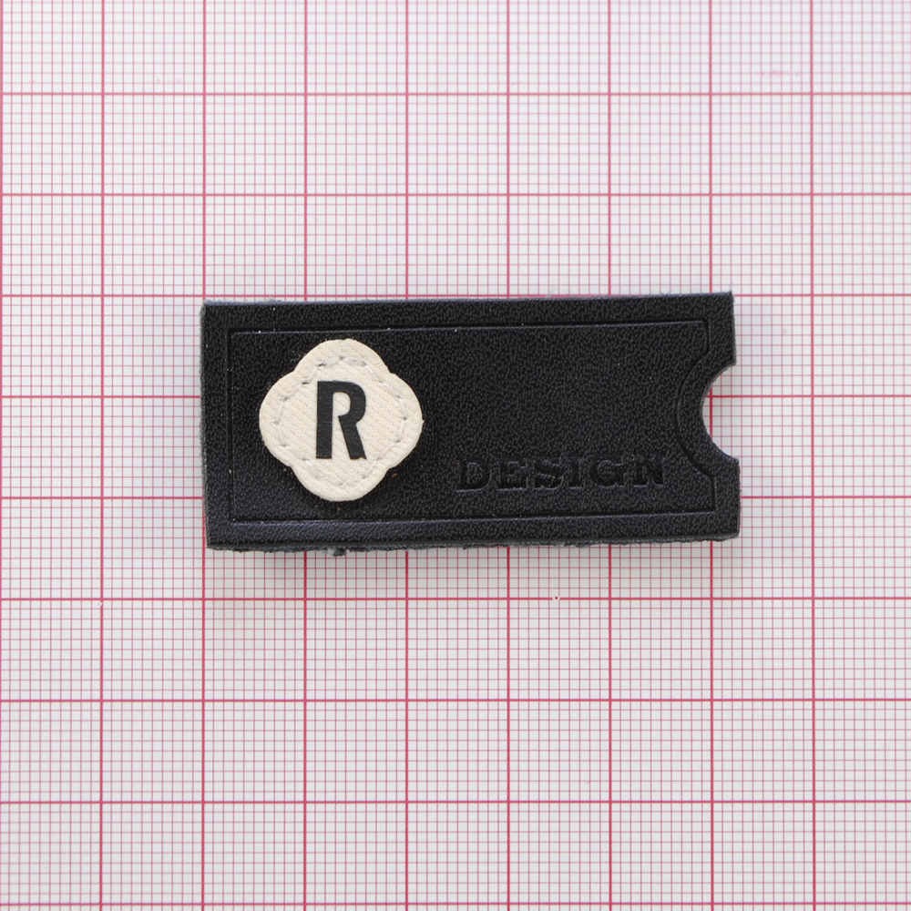 Лейба п/у R design, 2,5*5,2см, бежевый, черный, шт. Лейба Кожзам