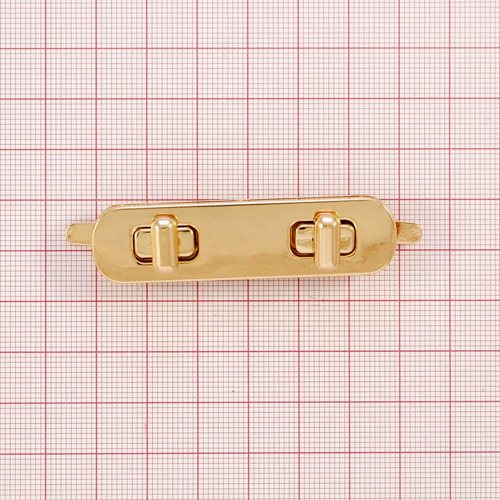 Застежка сумочная S10070 Планка 2 замка 51*15мм краб, GOLD, шт. Сумочная фурнитура
