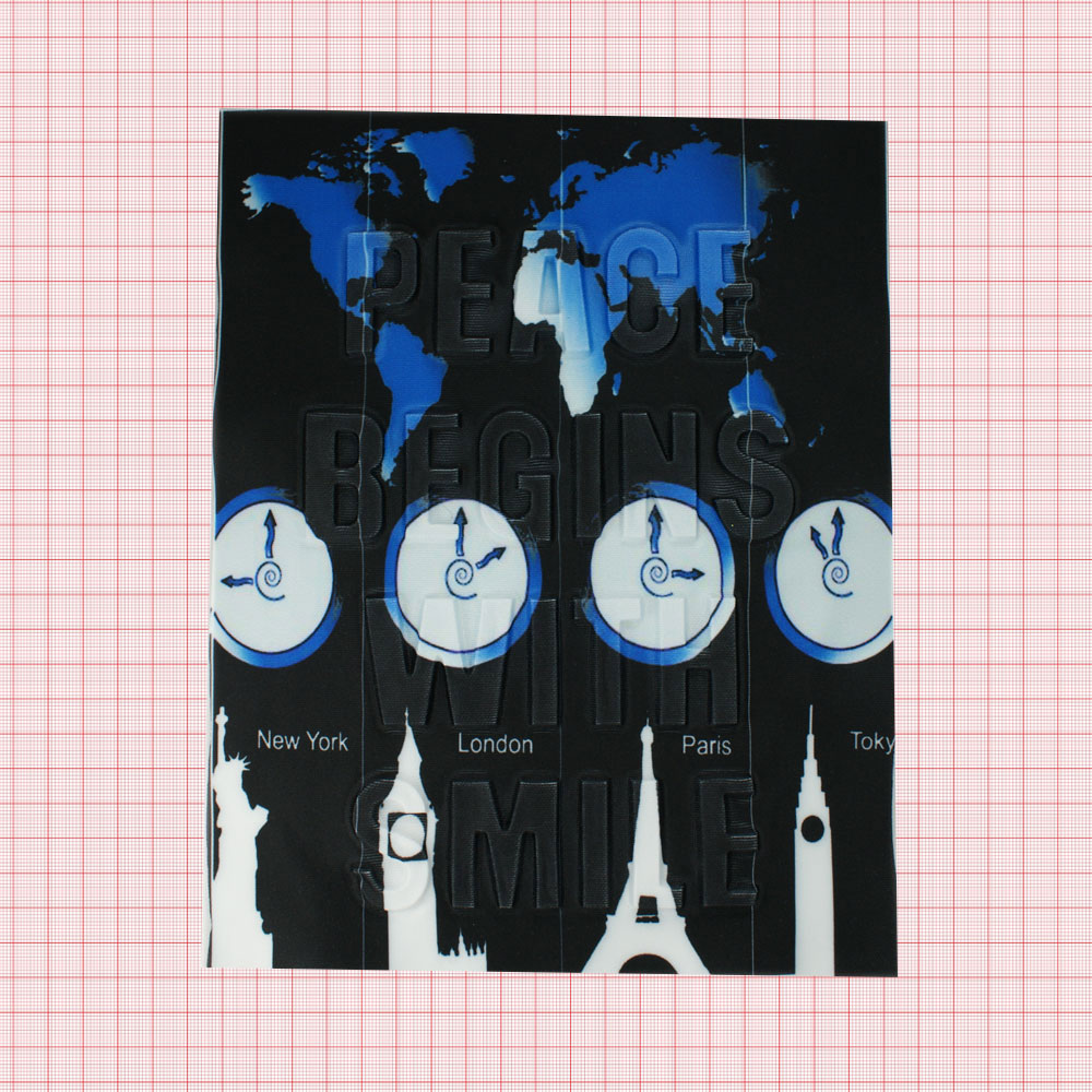 Аппликация пришивная конгрев Peace Begins Часы Города 19,6*24,7см черная, бело-голубой рисунок, шт. Аппликации Пришивные Рельефные