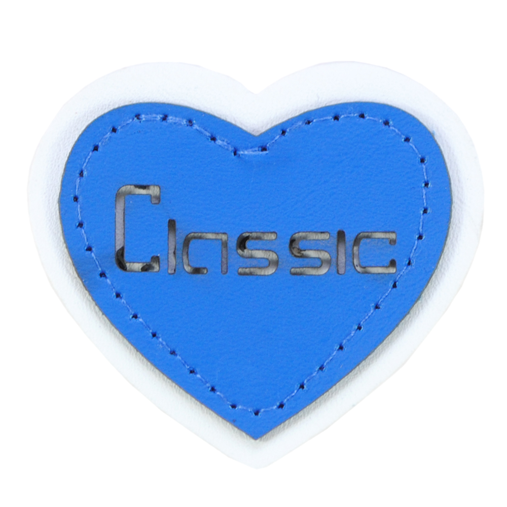 Лейба к/з Сердце Classic, 5*4,5см, синий+белый, шт. Лейба Кожзам
