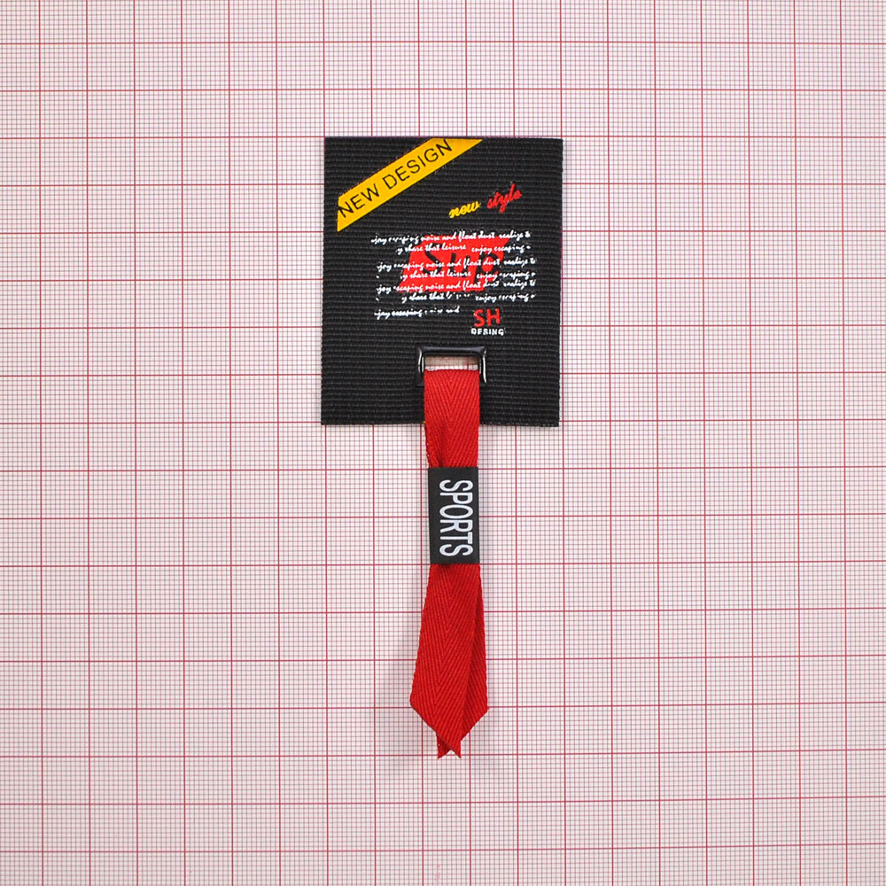 Лейба тканевая с подвеской SPORTS, 5*6см, черный, белый, красный, желтый, шт. Лейба Ткань