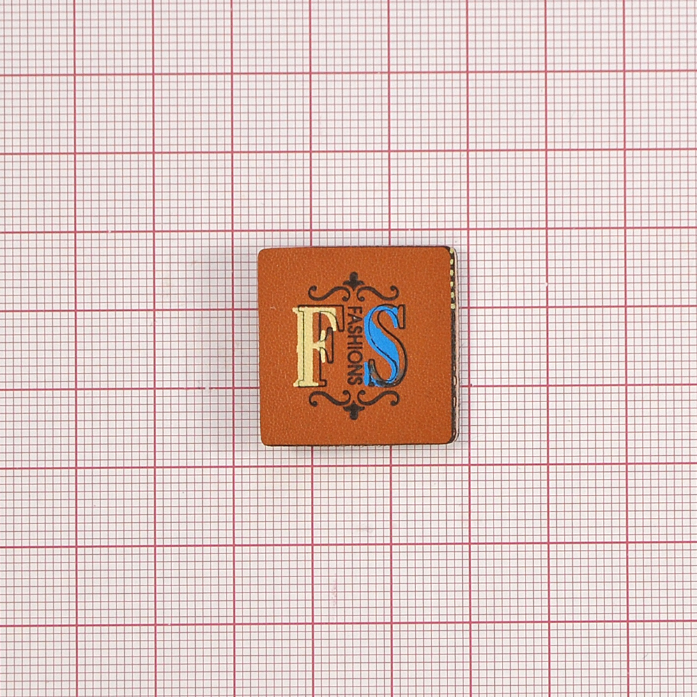 Лейба кожзам FS Fashion 25мм коричневая, желтый, голубой. Лейба Кожзам