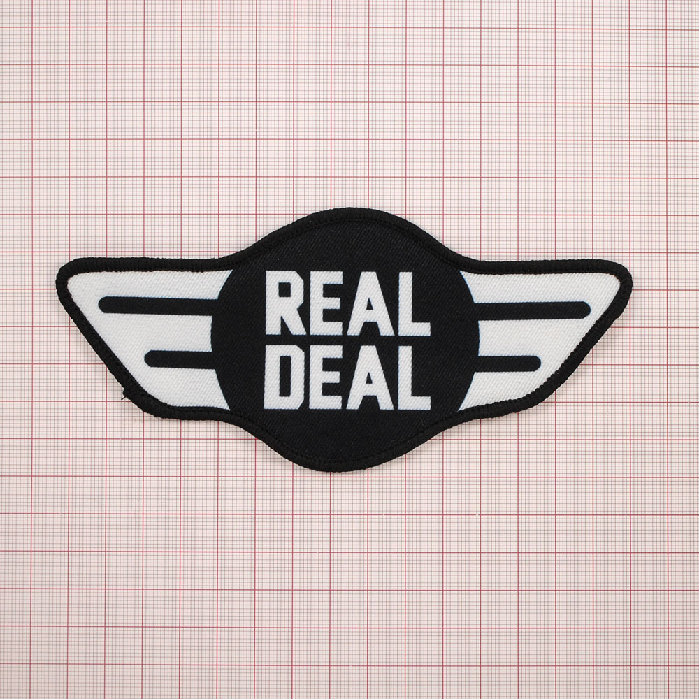 Нашивка тканевая Real Deal 15,5*7см черно-белый, шт. Нашивка Вышивка, Ткань