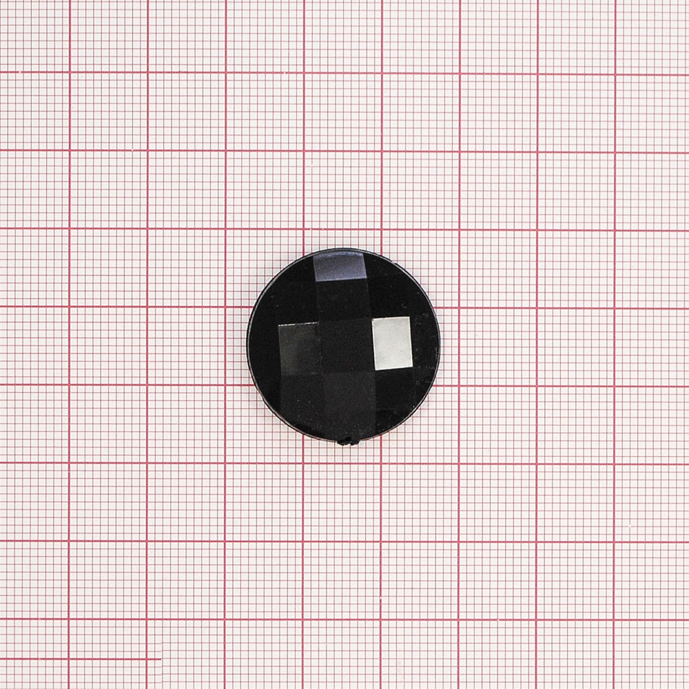 Стразы Д на клей, круг 25мм черный 37, 1тыс.шт. Стразы на клей