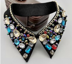 Воротник с цветными камнями и цепочкой, черный, шт. Воротники