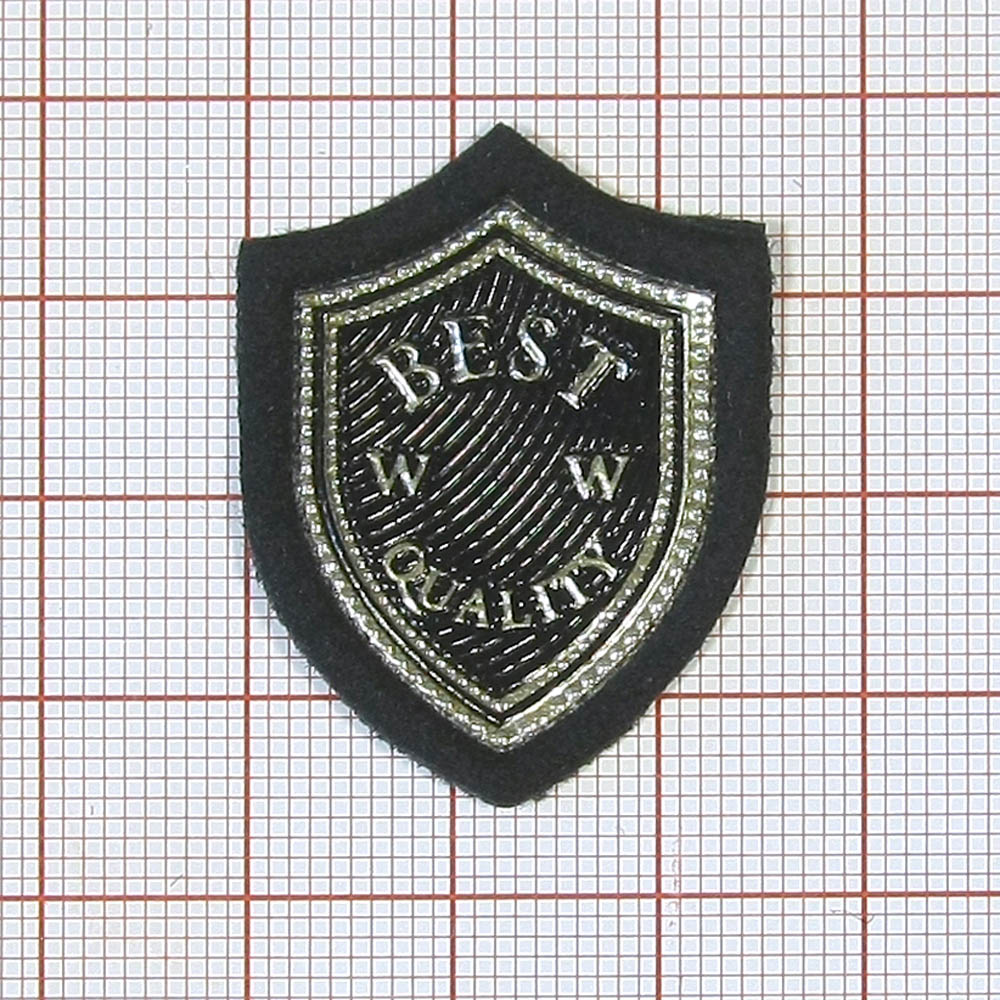 Нашивка тканевая резиновая накладка BEST quality 2,6*3,5см черная, серебро, шт. Нашивка Ткань