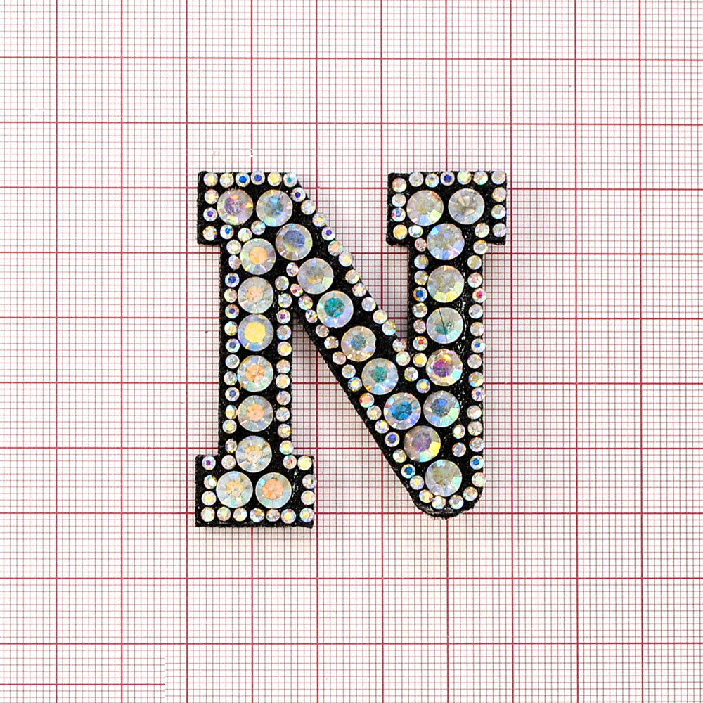 Аппликация клеевая  стразы  N, 5,5*5 см, черн., камни белый хамелеон, шт. Аппликации клеевые Стразы комб.