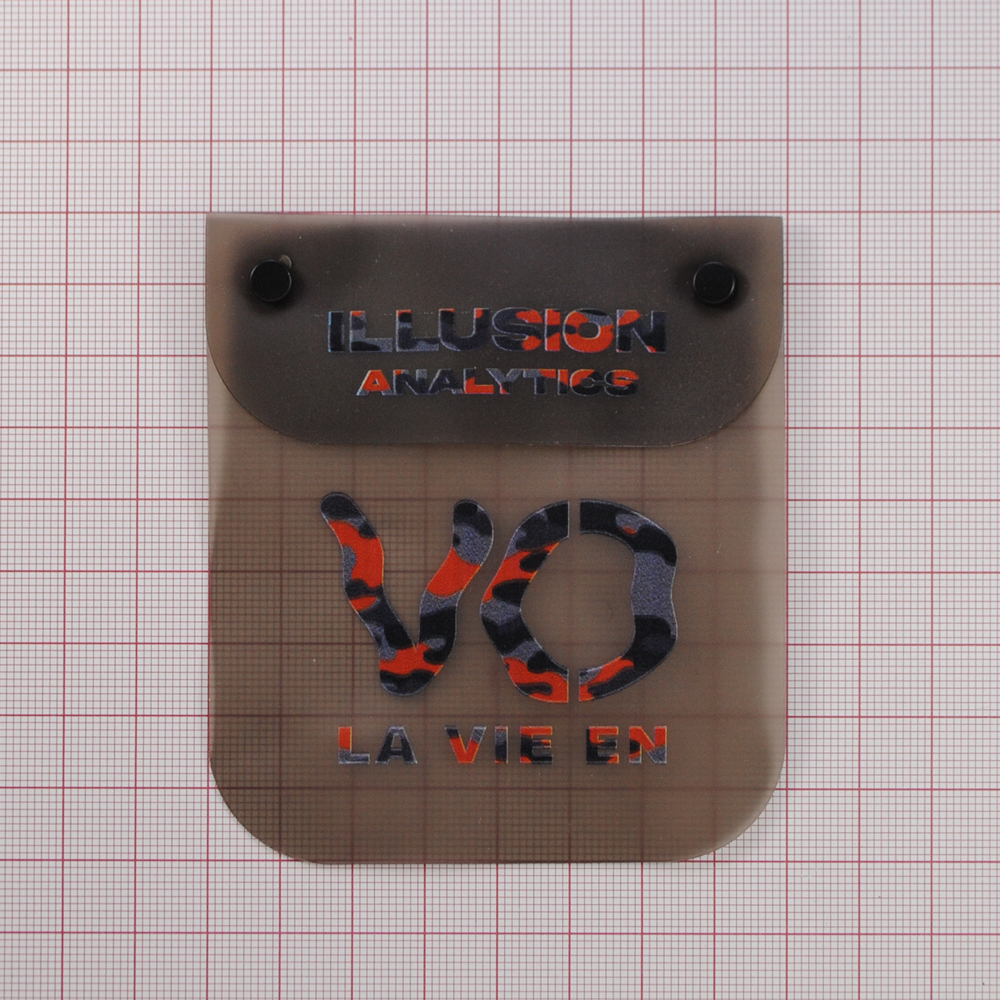 Лейба клеенка Карман с блочкой VO, 8*9см, сер., оранж., прозр., тёмный никель, шт. Лейба Клеенка