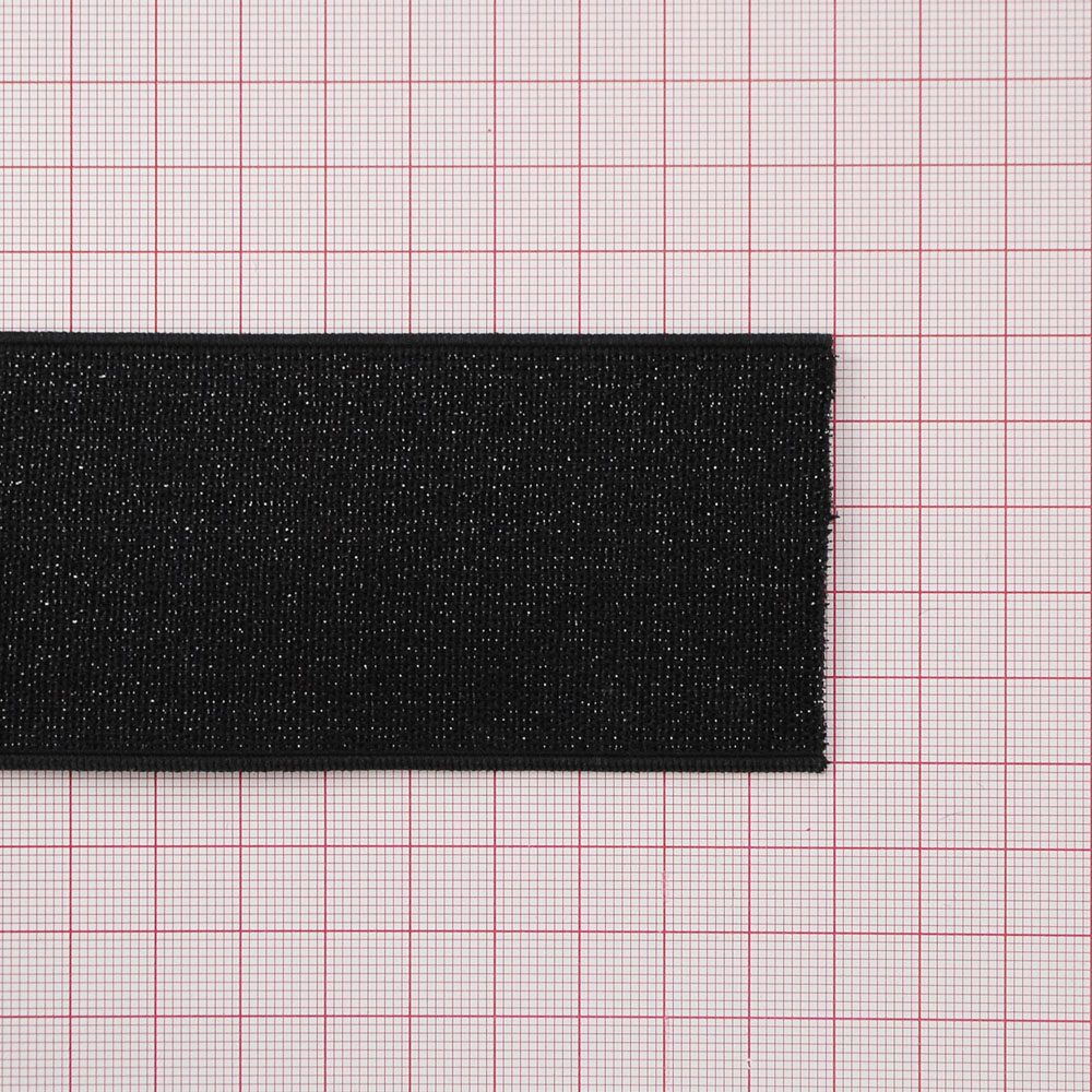 Резинка обувная с люрексом, 5см, черный, серебро, ярд. Резинка