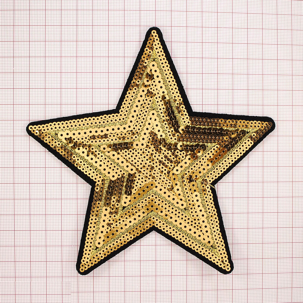 Аппликация клеевая пайетки Звезда 16*15,5см золото, шт. Аппликации клеевые Пайетки