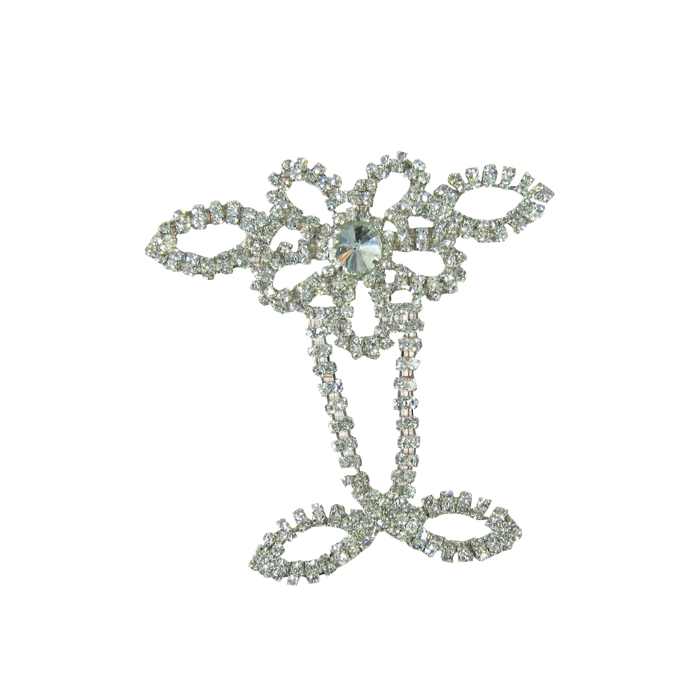 Укр.стекл. 91044 NIKEL /перетяжка/ 8,3см. Перетяжка металл со стразами