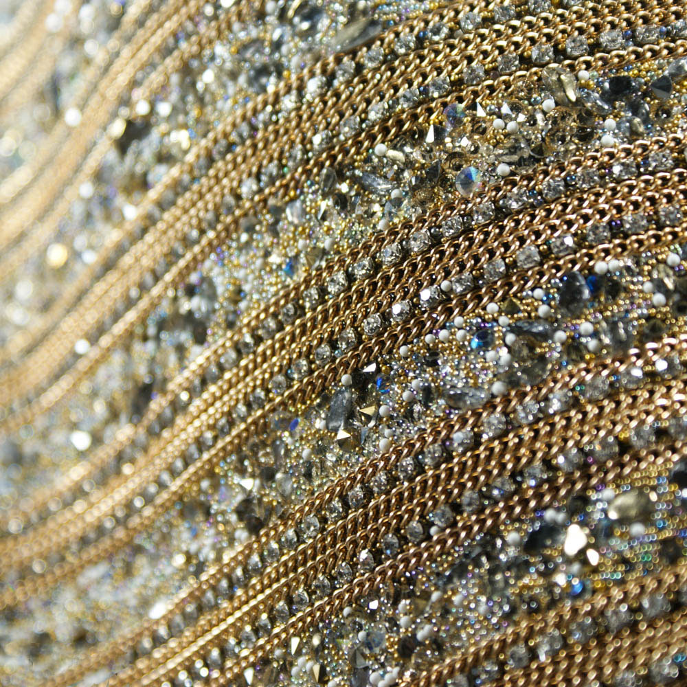 Стразы полотно клеевое №38 Россыпь икра GOLD, белые камни, серо-золотой, 24*50см, 1лист. Полотна из страз