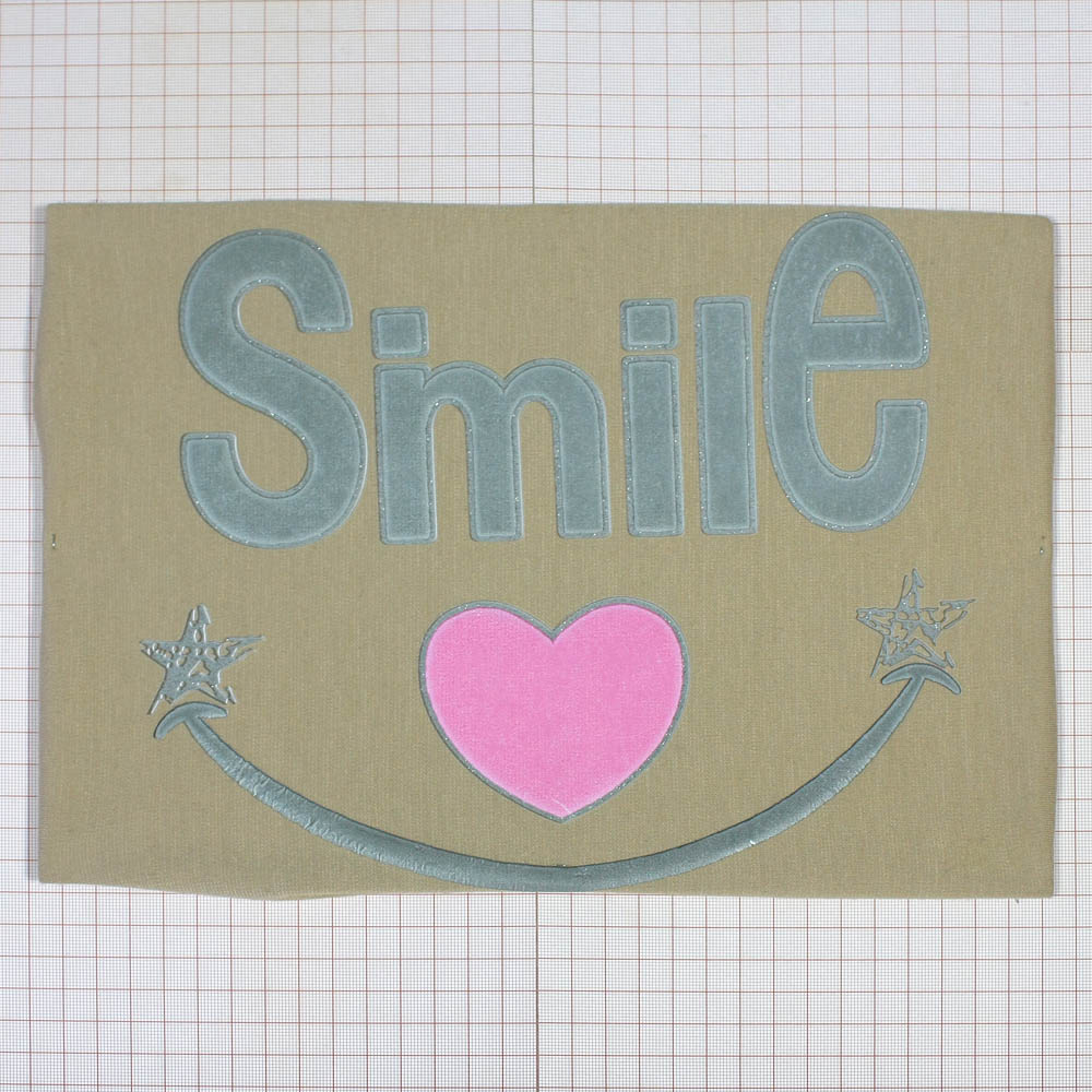 Аппликация клеевая  мех, флок Smile Сердечко 24,5*20см серо-розовая, шт. Аппликации клеевые Тканевые