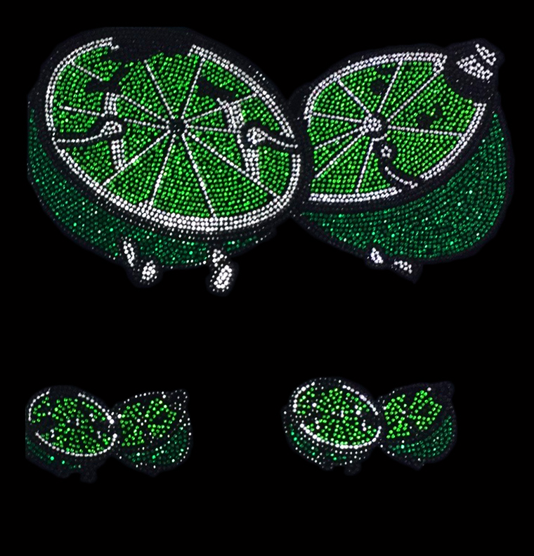 Термоаппликация из страз Лайм 42,5*28см черный, зеленый, белый, шт. Аппликации клеевые Рисунки из страз