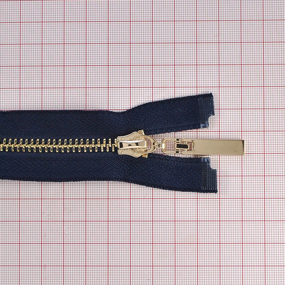 Змейка металлическая  №5 80см О/Е GOLD, синяя ткань, односторонняя, шт. Змейка Металл