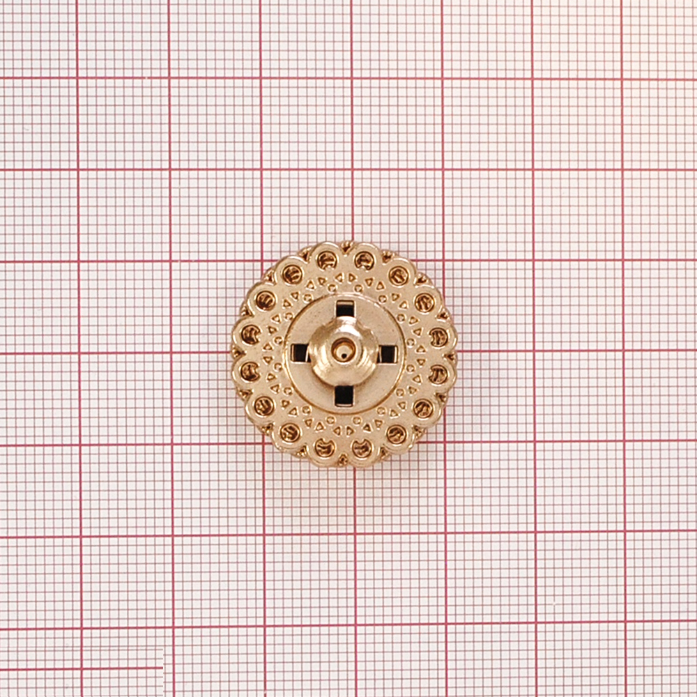 Кнопка металлическая пришивная потайная Фигурная Цветок 25мм, золото, шт. Кнопка пришивная потайная