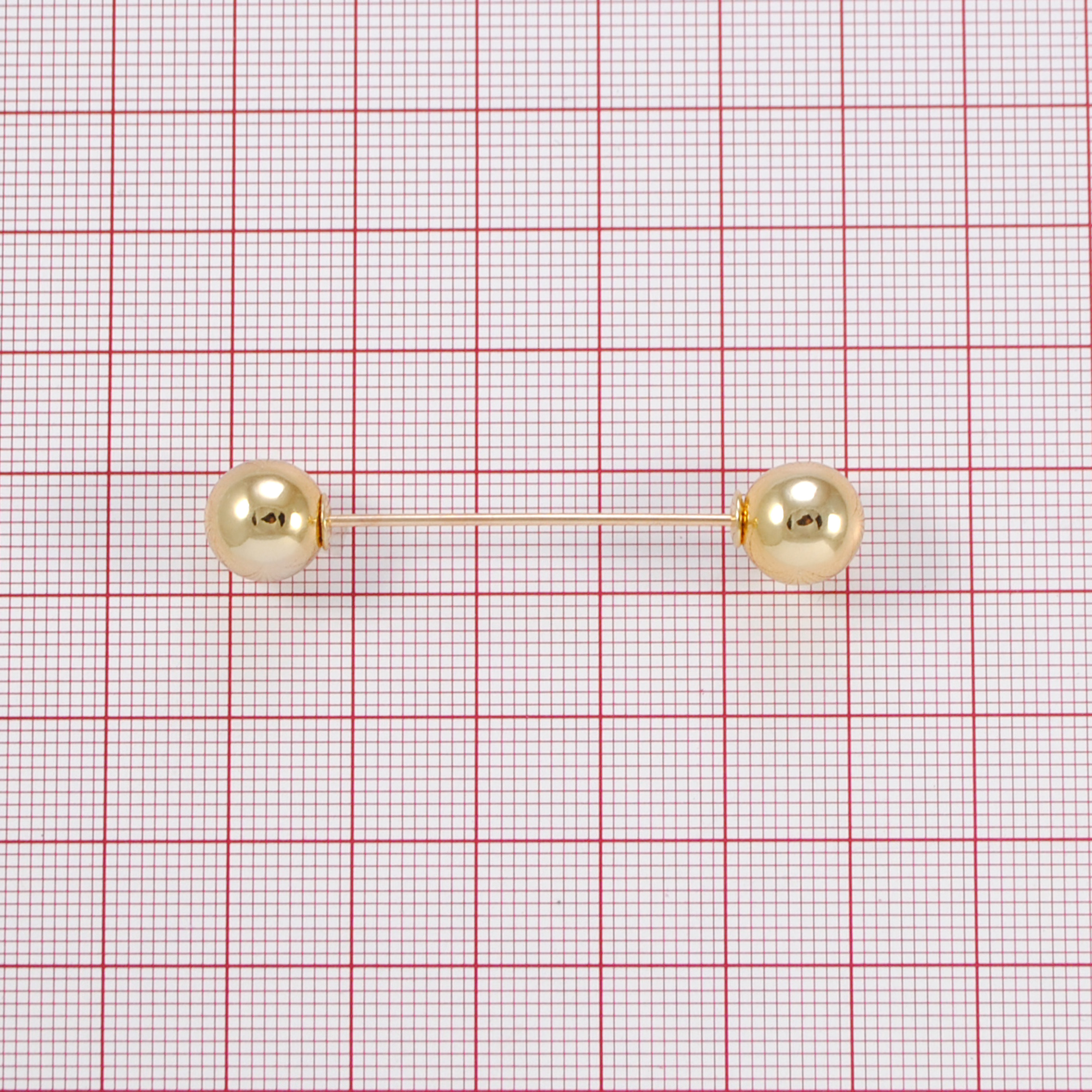 Булавка 2 шара, длина 5,4см, диаметр 1см, золото, шт. Булавки