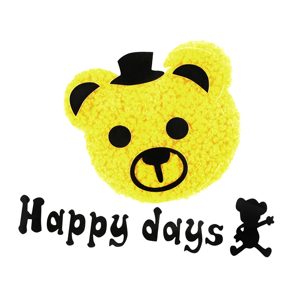 Аппликация тканевая клеевая мех Мишка Happy days, 9.5*11.5см, желтый, черный, шт. Аппликации клеевые Тканевые