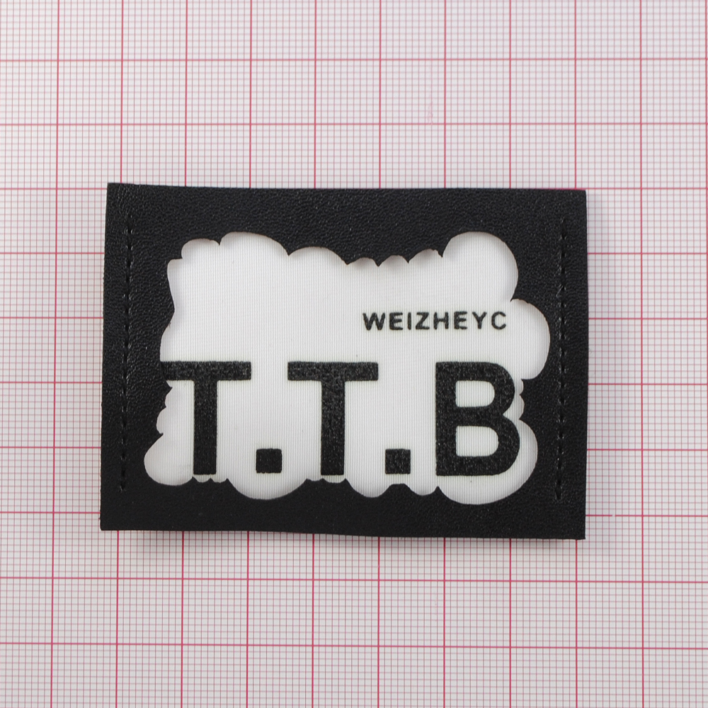 Лейба к/з T.T.B, 7,3*5,3см, чёрный., бел., вставка ткань, шт. Лейба Кожзам