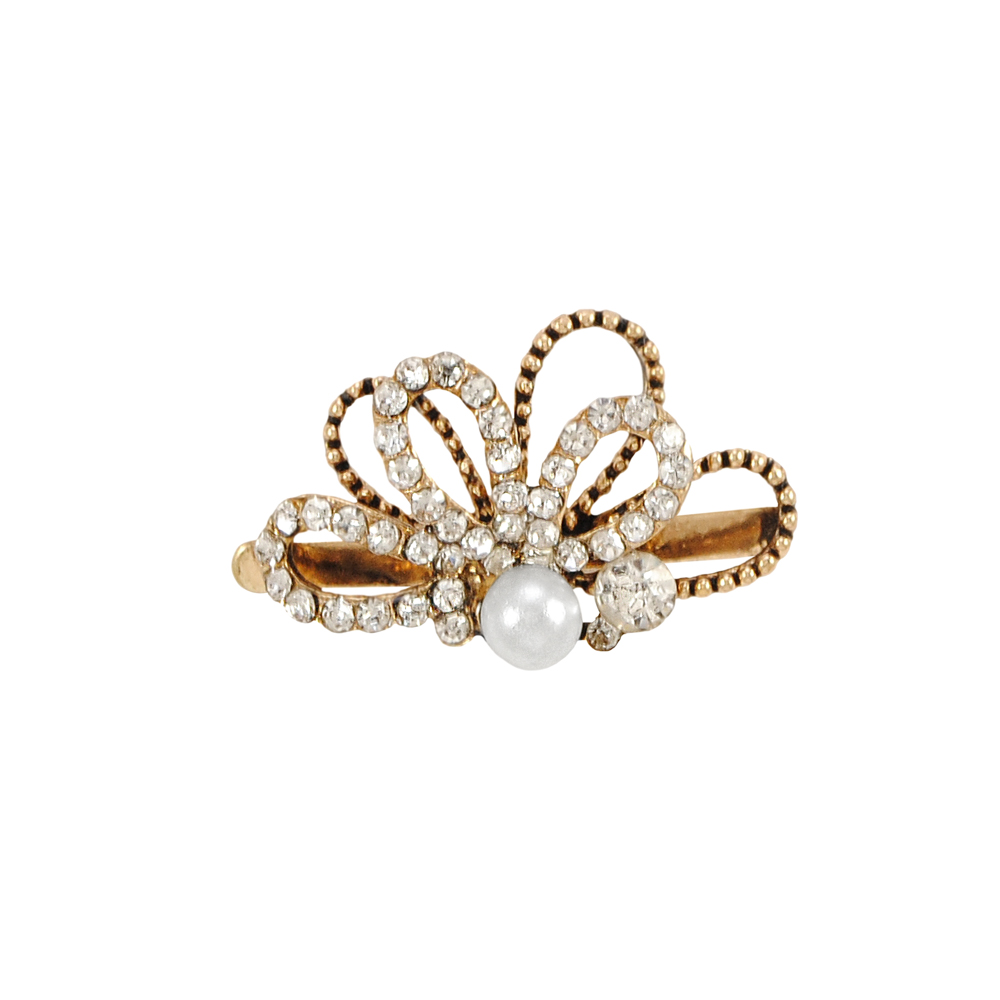 Краб Камни в металле Лепестки, 1,7*2,4см, antique gold, белый, жемчуг, шт. Крабы Металл Цветы, Жуки