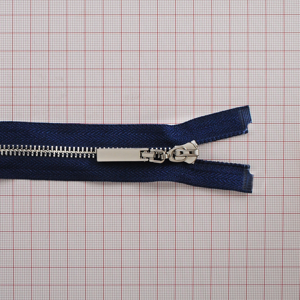 Змейка металлическая  №5 75см О/Е NIKEL, синяя ткань, односторонняя, шт. Змейка Металл