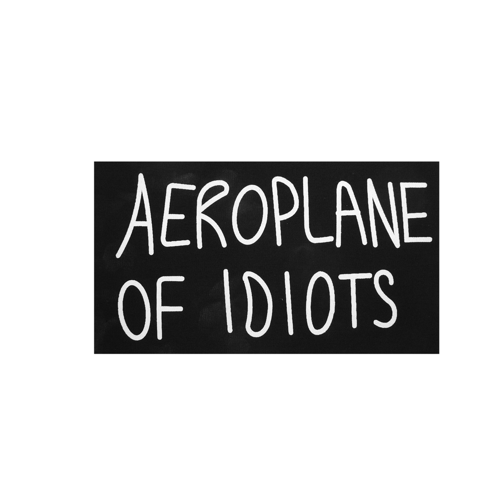 Нашивка тканевая AEROPLANE OF IDIOTS 14*24.5см, черный фон, белый текст, шт. Нашивка Вышивка, Ткань