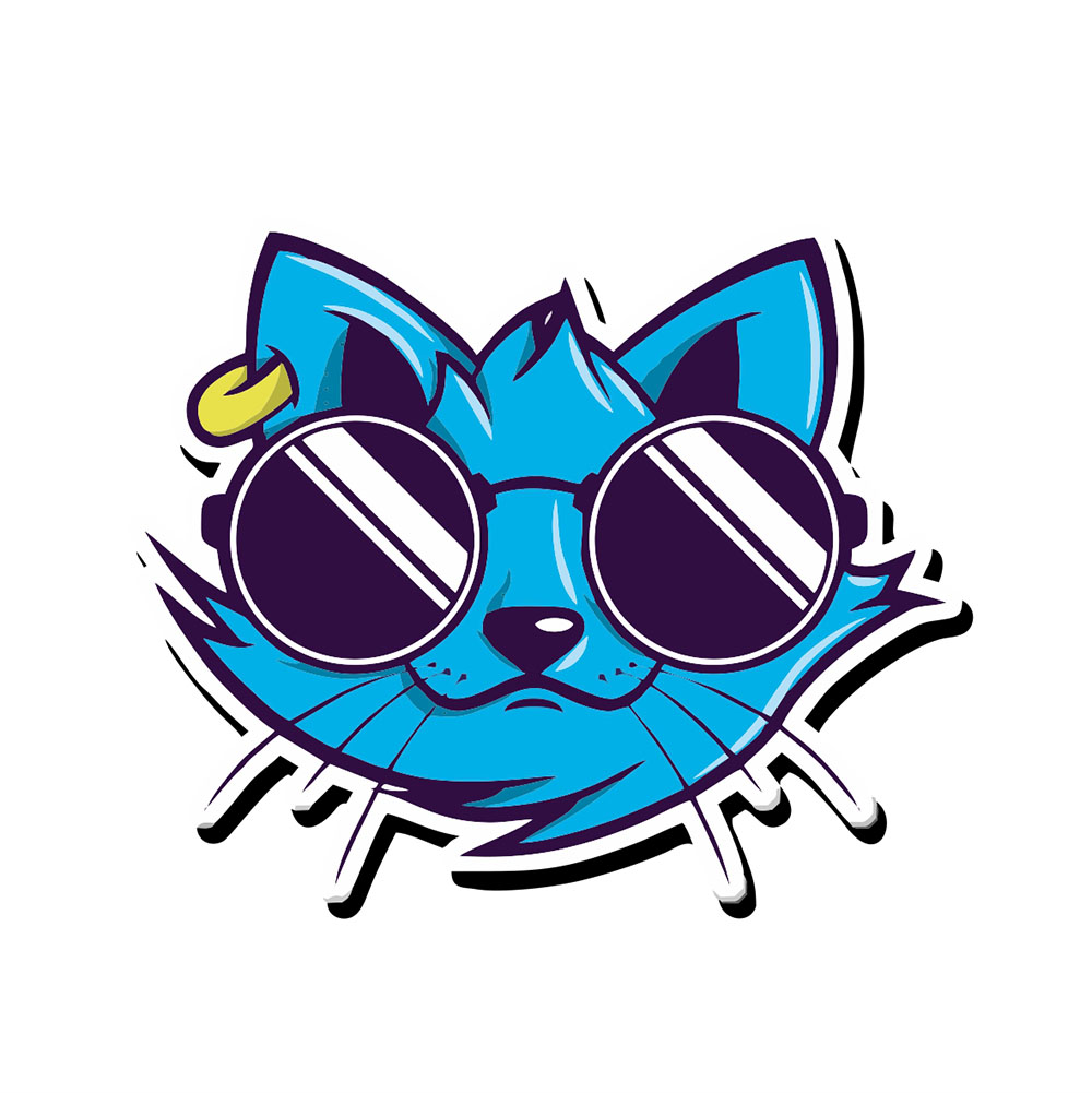 Термоаппликация №13-29 Кот в очках, синий 83*99мм, шт. Термоаппликации Накатанный рисунок