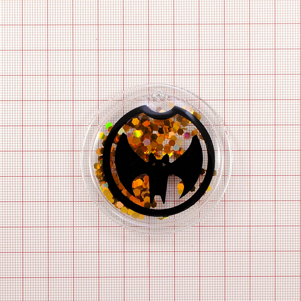 Аппликация пришивная силиконовая Аквариум Летучая мышь, 6*6см, прозрачный, черный, золото, шт. Аппликации Пришивные Резина, Силикон