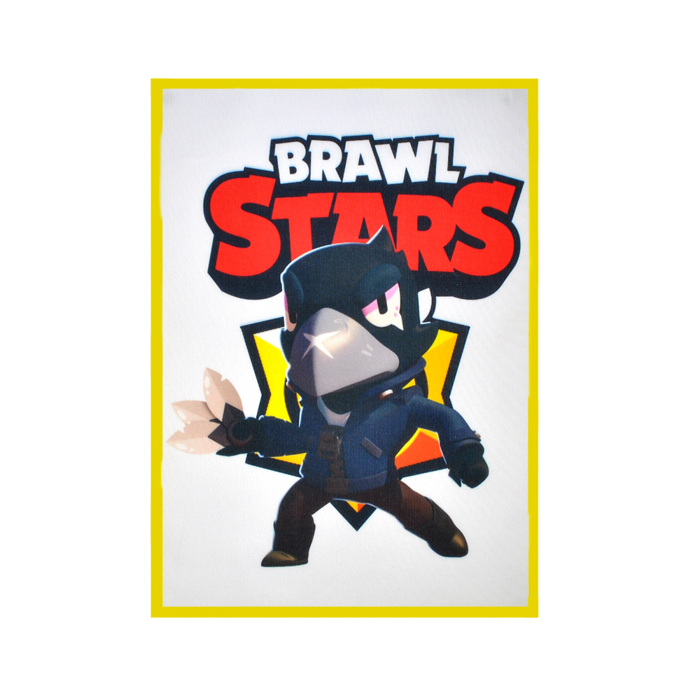 Аппликация пришивная Brawl Stars (Crown ворон) 17,5*23,5см, желто-серый /дайвинг/, шт. Нашивка
