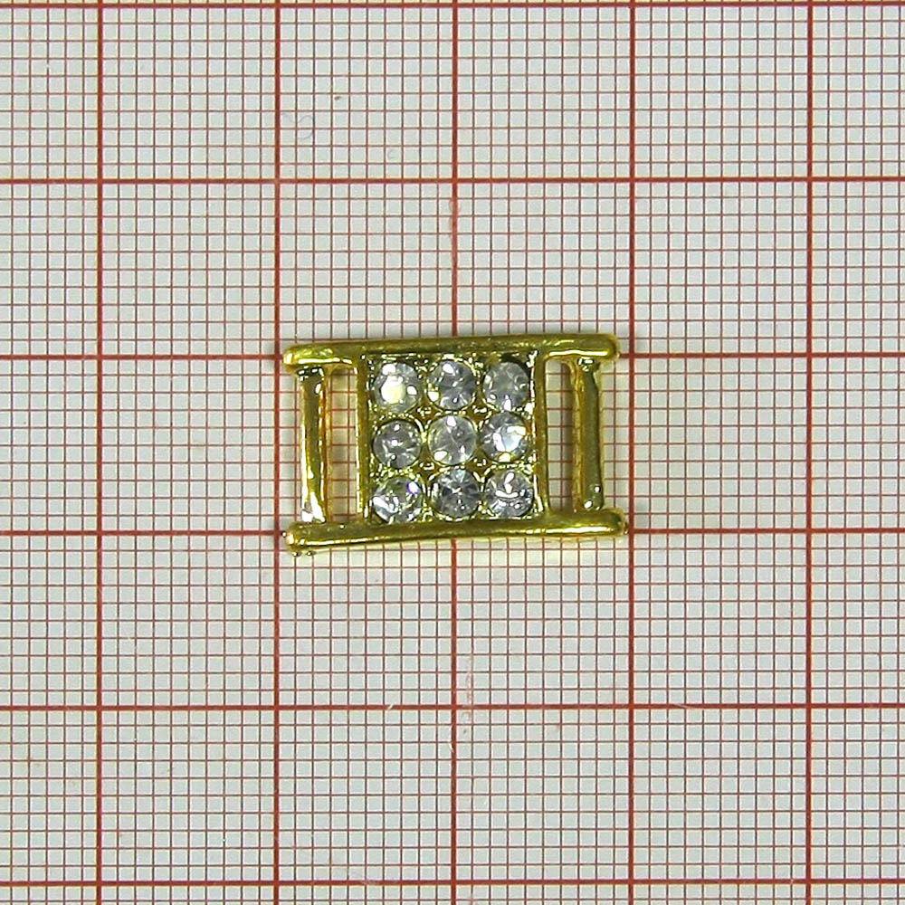Украшение стеклянное 7287 Перетяжка Экран 8мм GOLD 9 мелких камня. Перетяжка металл со стразами