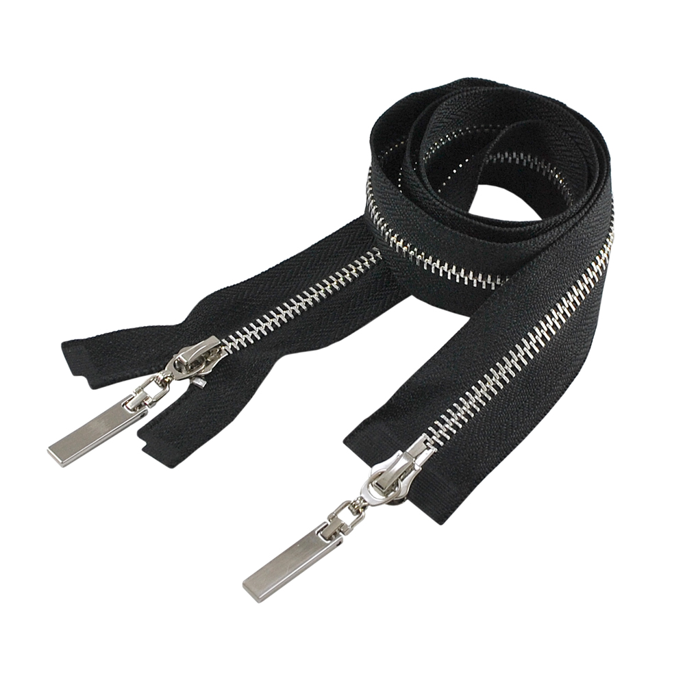 Змейка металлическая №5 80см О/Е NIKEL, черная ткань, двусторонняя, шт. Змейка Металл