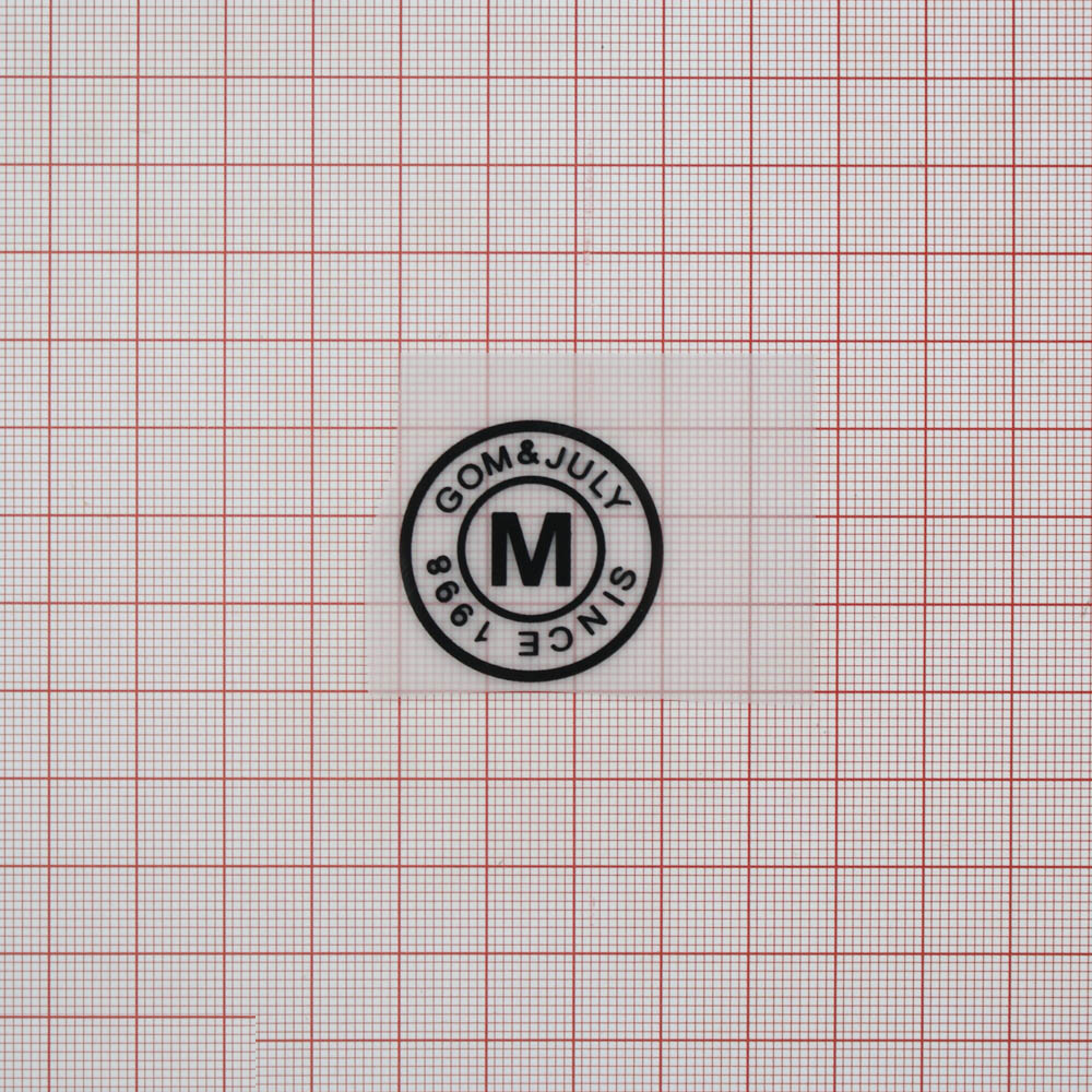 Термоаппликация резиновая прозрачная GOM & JULY 30мм круглая, черный рисунок, шт. Термопереводки Резиновые, Термопленка