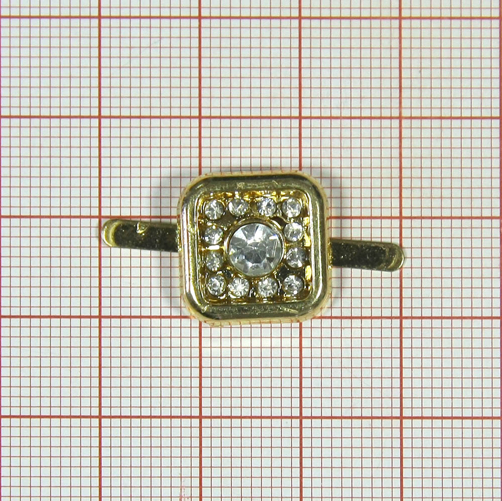 Краб металл 41638 Перстень 15*15мм GOLD, белые камни, шт. Крабы Металл Геометрия Декор