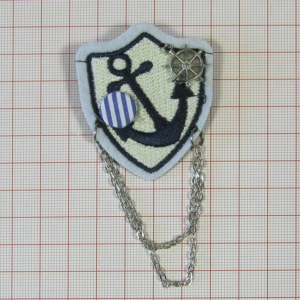 Брошь № 04 вышитый якорь, подвеска штурвал, цепи, шт . Броши
