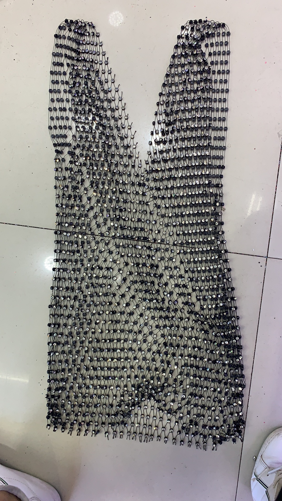 Сеть-майка со стразами SS18, 65см черный, crystal, шт. Сеть со стразами