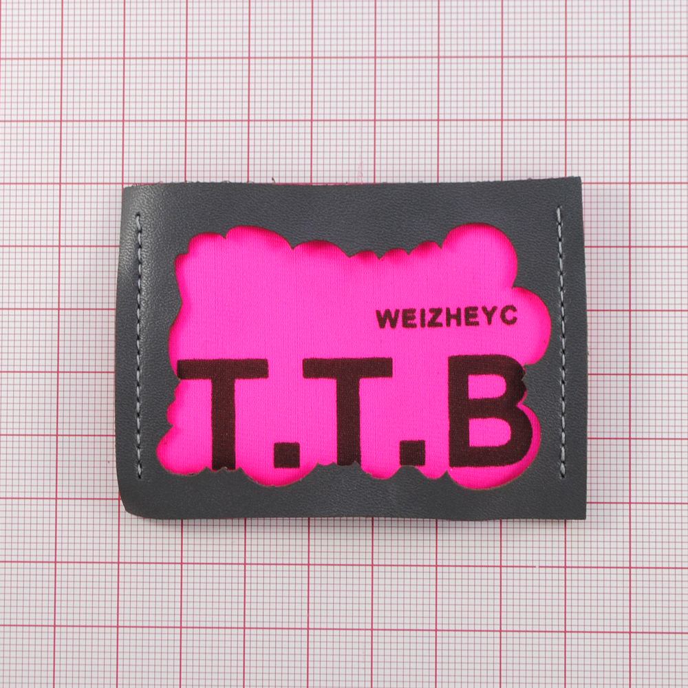Лейба к/з T.T.B, 7,3*5,3см, тёмно-серый., роз., вставка ткань, шт. Лейба Кожзам