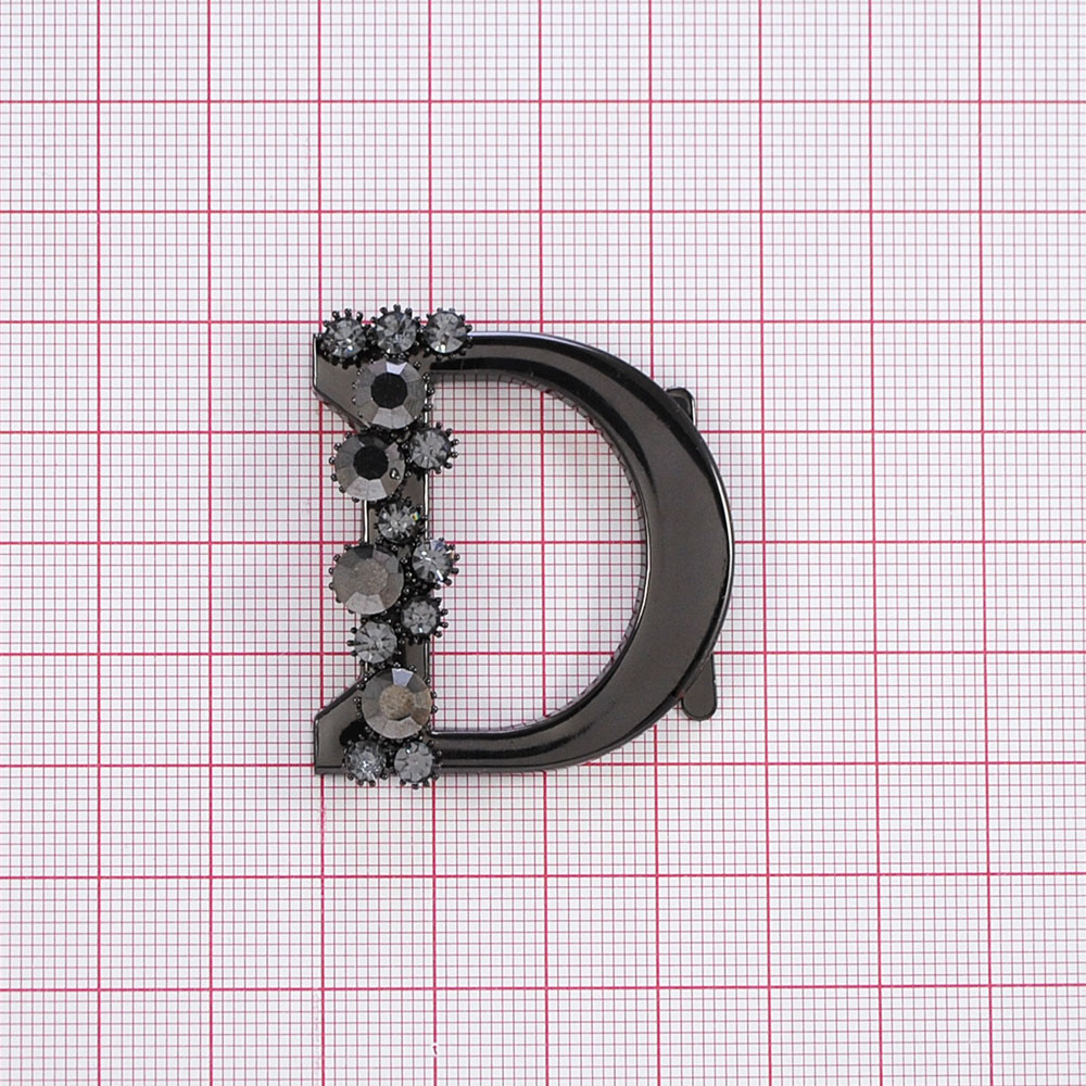 Краб металл с камнями D Правый, 4*3,4см, никель блек, черный, шт. Крабы Металл Надписи, Буквы