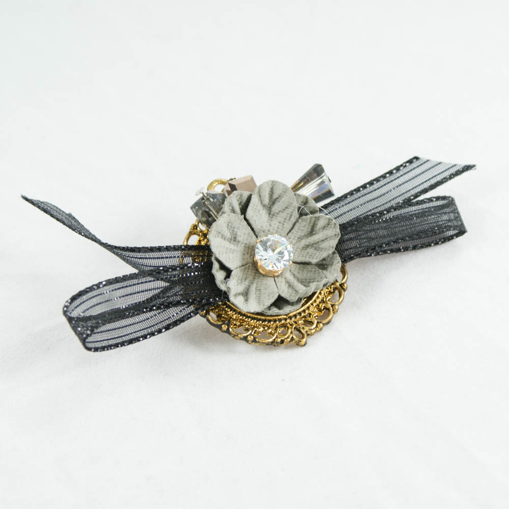 Брошь Цветок Бантик ANTIK, черный, темно-серый, шт . Броши