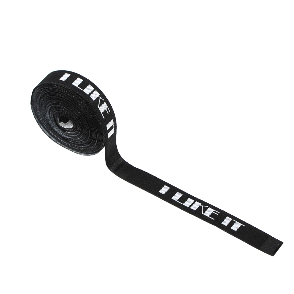 Вышивка I like it 1см, черная, белый лого, 100м. Вышивка / этикетка тканевая