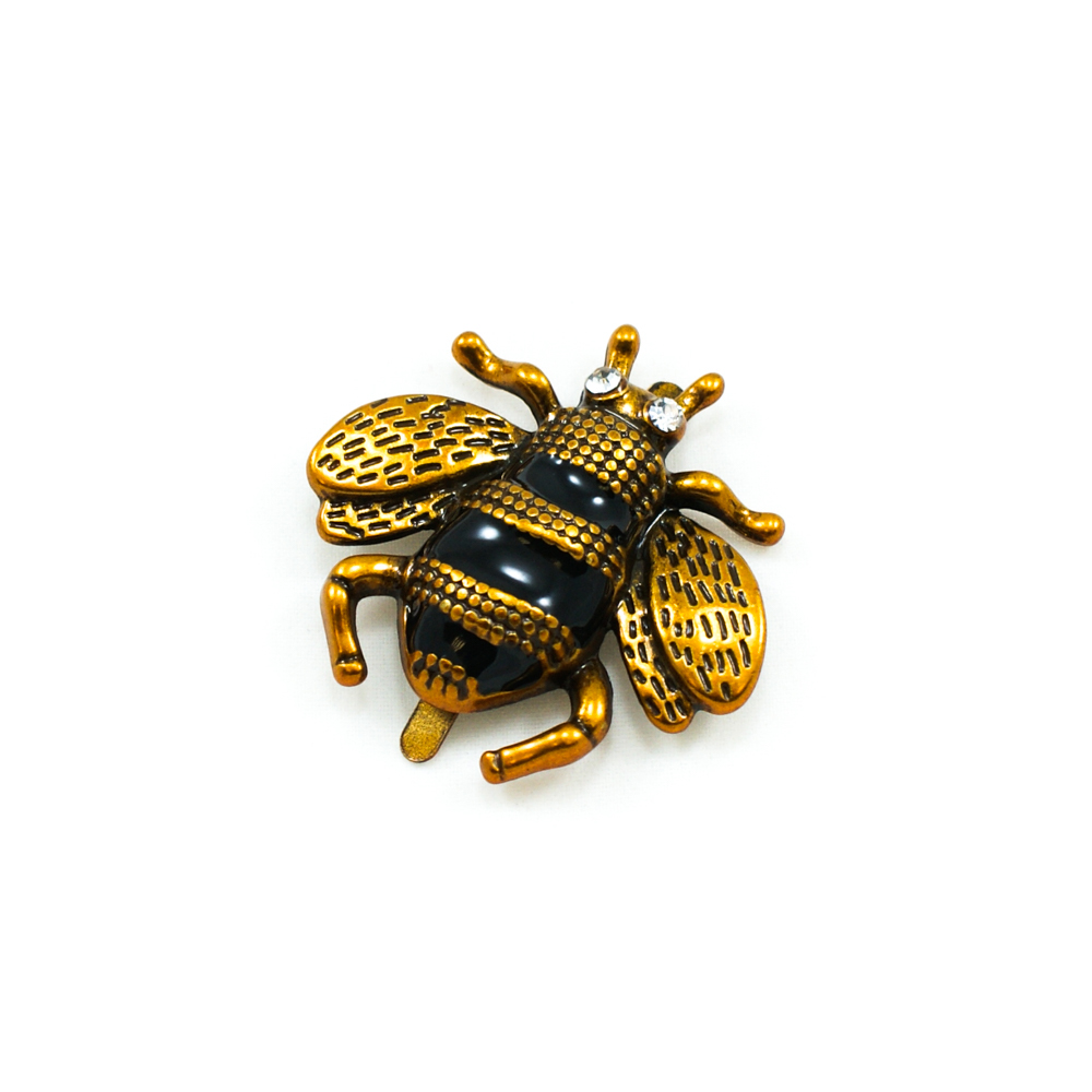 Краб металл Майский жук 3,5*3,8 antic brass и черная эмаль, шт. Крабы Металл Цветы, Жуки