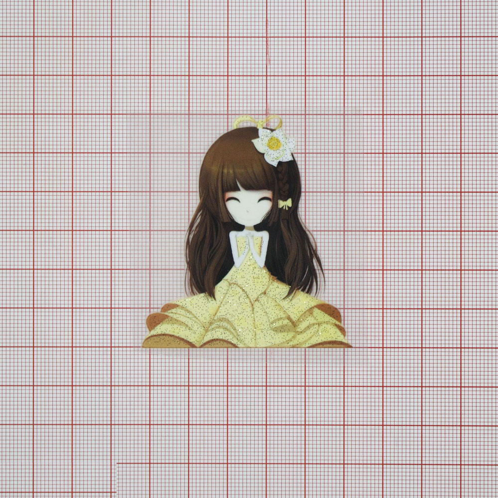 Термоаппликация Девочка с косичкой маленькая 5,4*6см., желтая, шт. Термоаппликации Накатанный рисунок