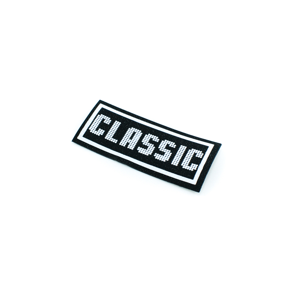 Лейба клеенка блестящая CLASSIC рекламный 3*7см черно-белая, шт. Лейба Клеенка