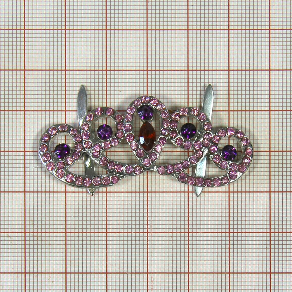 Краб металл Тиара, никель, розовые камни, шт. Крабы Металл Геометрия Декор