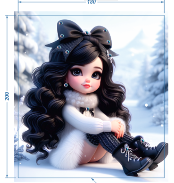 Аппликация композит, Девушка на снегу, 18*20см, королевский атлас, сублимация, лазер, SS16 32591, шт. Аппликация композит