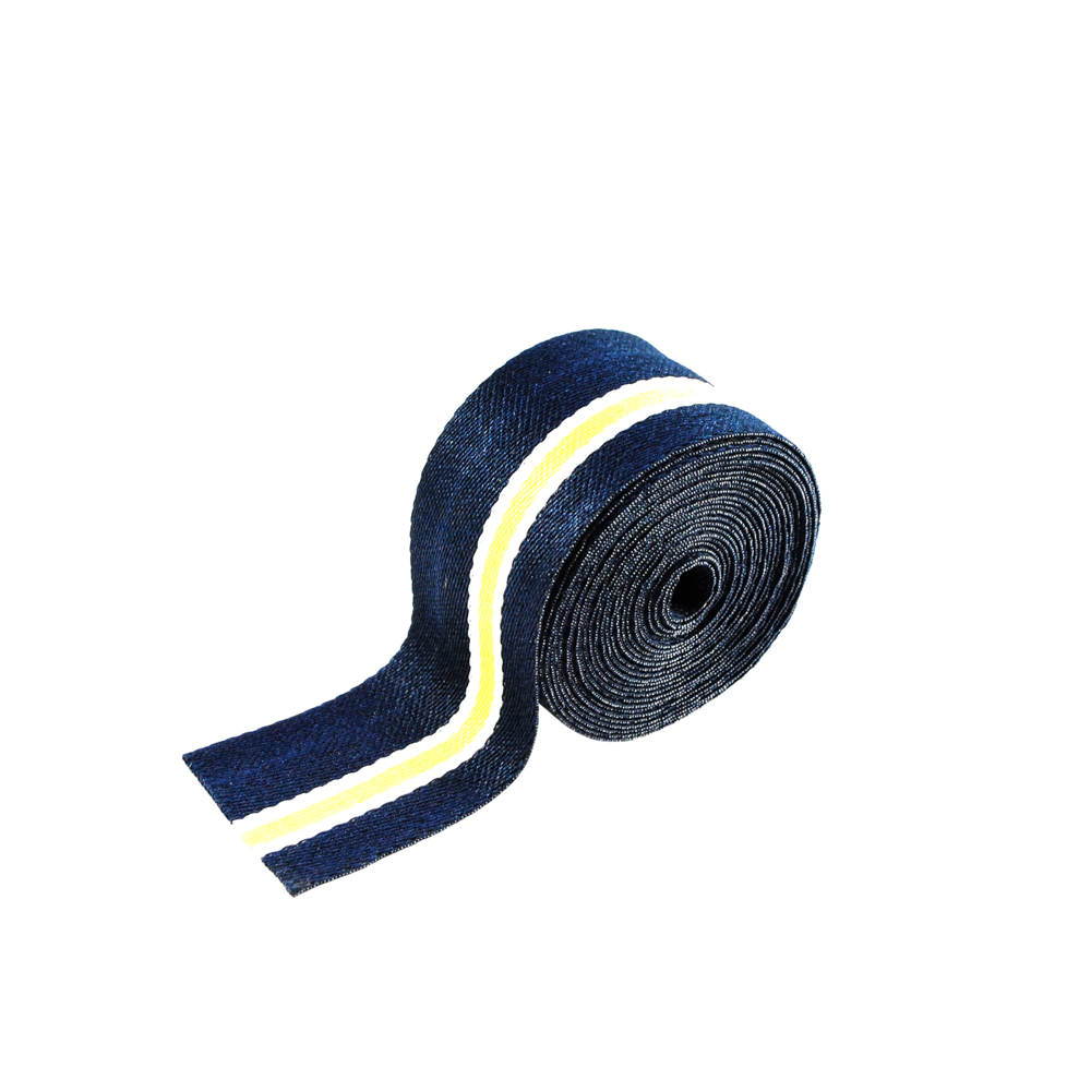 Тесьма тканевая пришивная 2,5см, желтый, белый, темно-синий, 50ярд. Тесьма