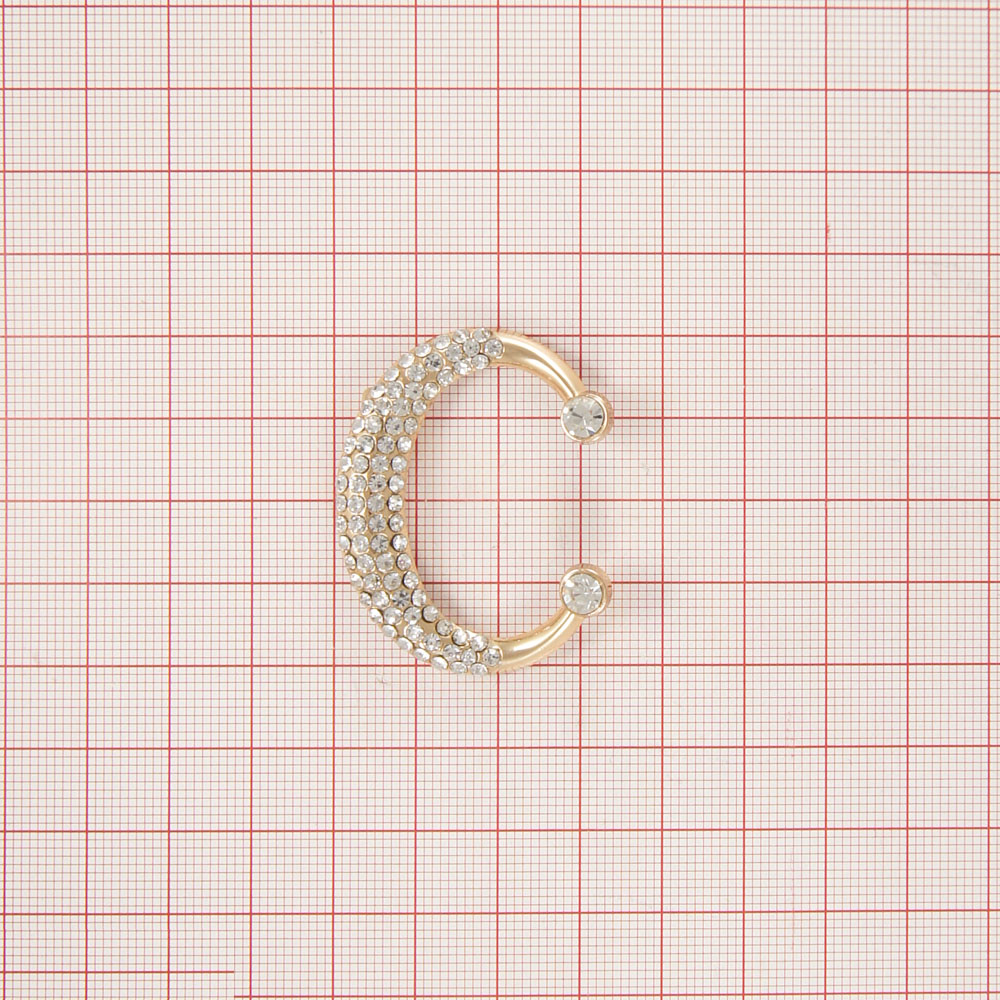 Краб металлSH-017 Полумесяц краб GOLD, белые камни. Крабы Металл Геометрия Декор