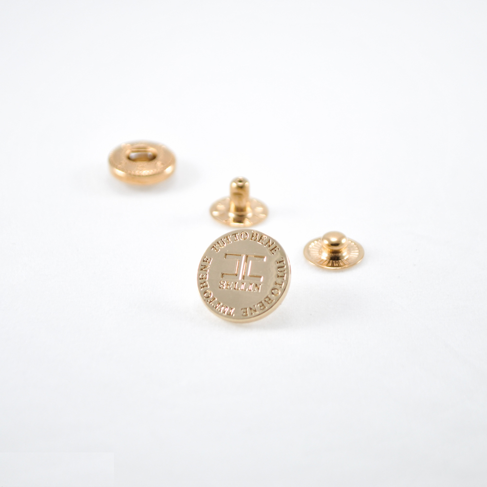 Кнопка Elisabetta Sellin 15мм, лого вдавлен, LIGHT GOLD, 1т.шт. Кнопка металл