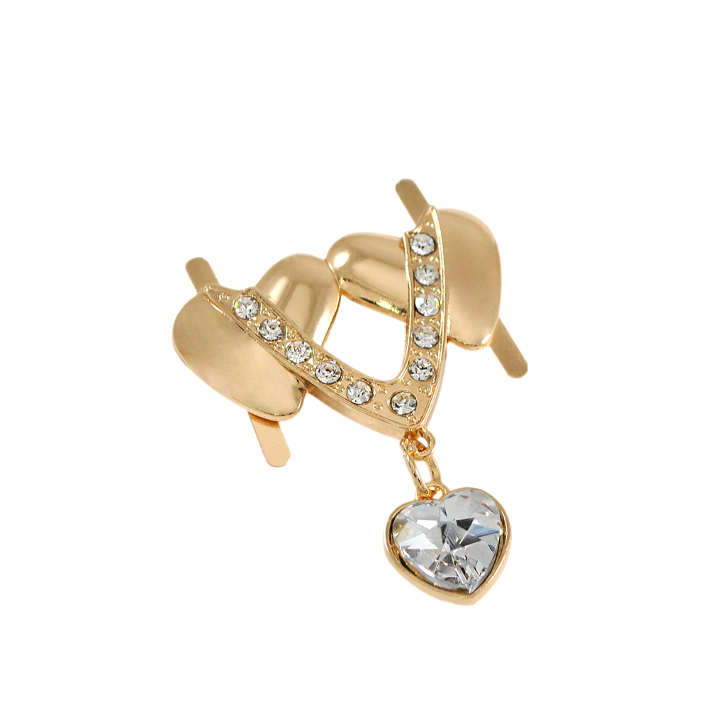 Краб металл Сердечки-подвеска 41*45мм GOLD, белые камни, black diamond камень, шт. Крабы Металл Геометрия Декор