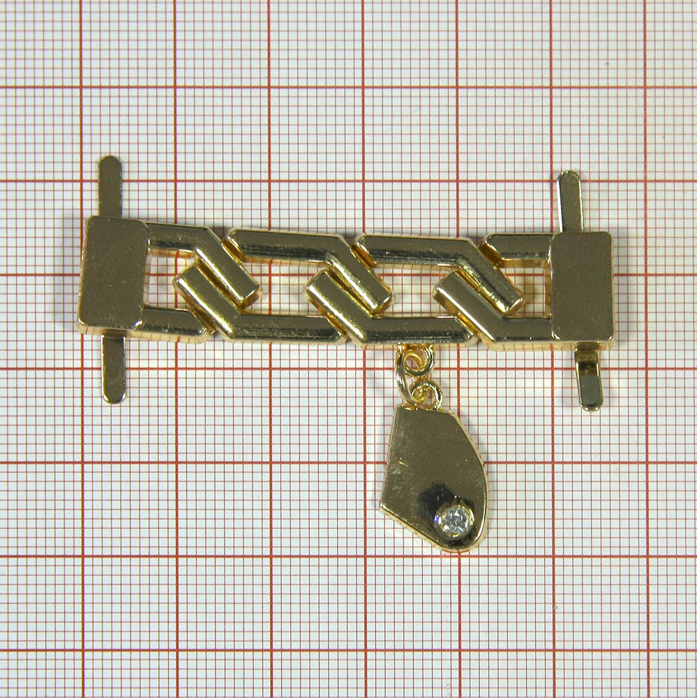 Краб металл Звенья с подвеской Правый 55*35 GOLD, белый камень. Крабы Металл Геометрия Декор