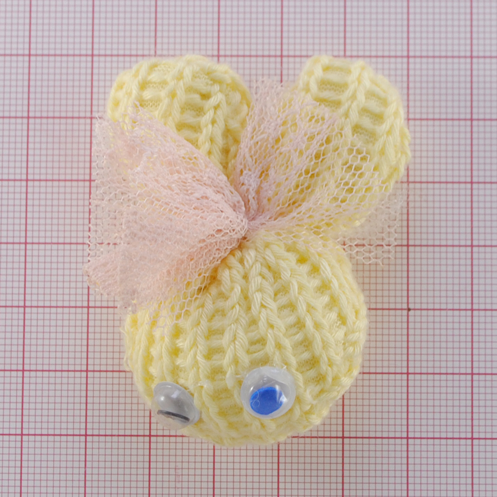 Аппликация тк. приш. дет. зайчик вязаный 4*6см, желт., роз., шт. Аппликации Пришивные Кружевные Вязаные